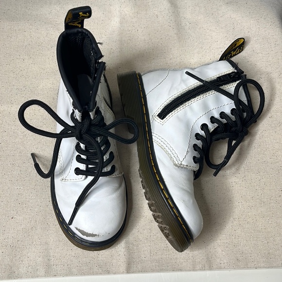Dr. Martens Other - Dr. Martens air leather boots youth kids white with black laces rubber D…